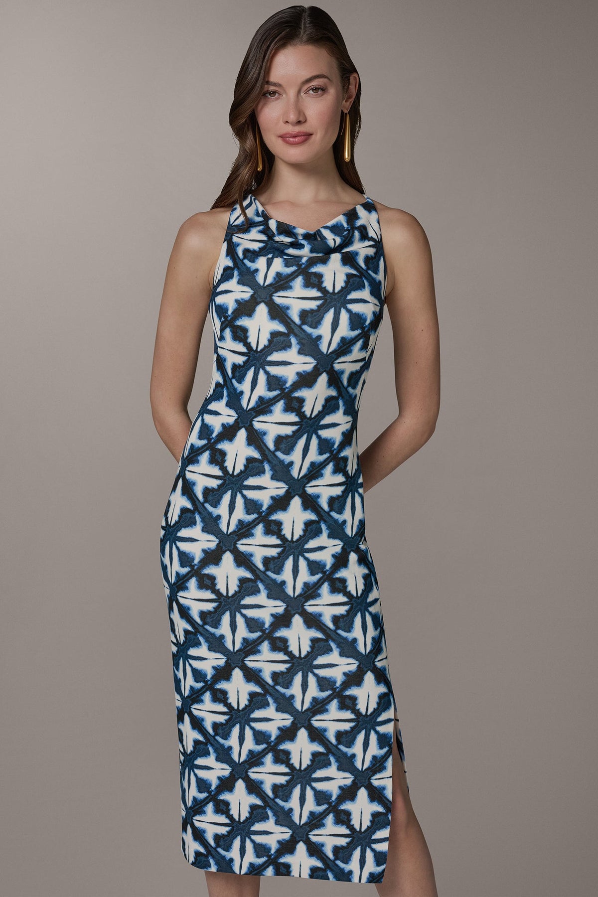 SLEEVELESS MIDI HALTER DRESS