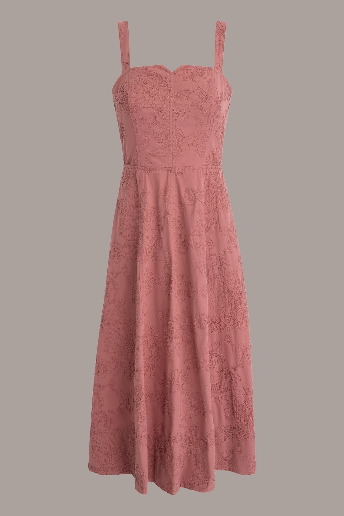 SLEEVELESS MIDI FIT AND FLARE DRESS