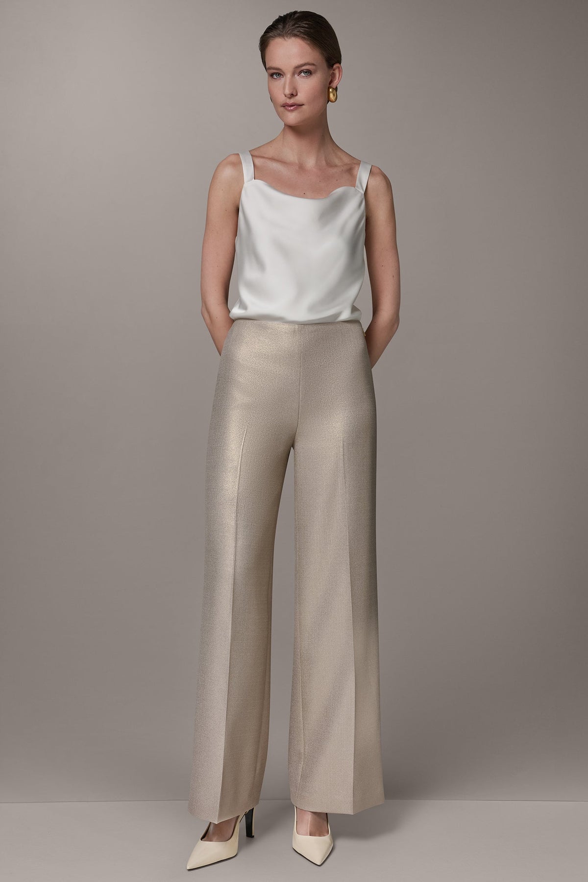 EXTRA HIGH-RISE METALLIC WIDE-LEG PANT