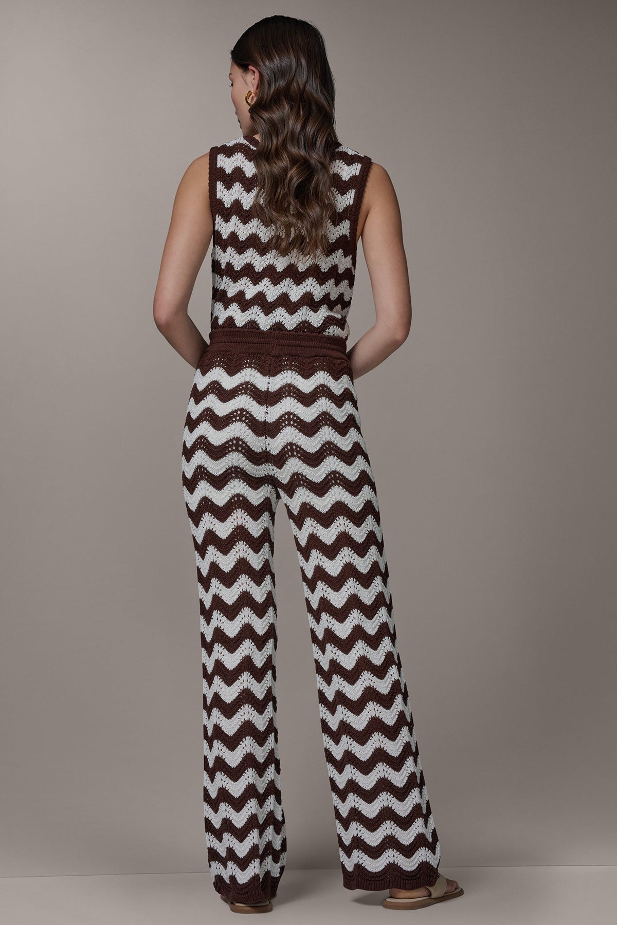 HIGH-RISE POINTELLE STRIPE PULL ON PANT