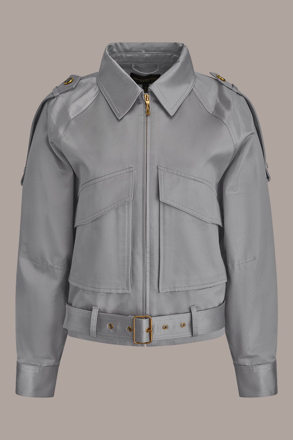 COTTON-BLEND SATIN BIKER JACKET