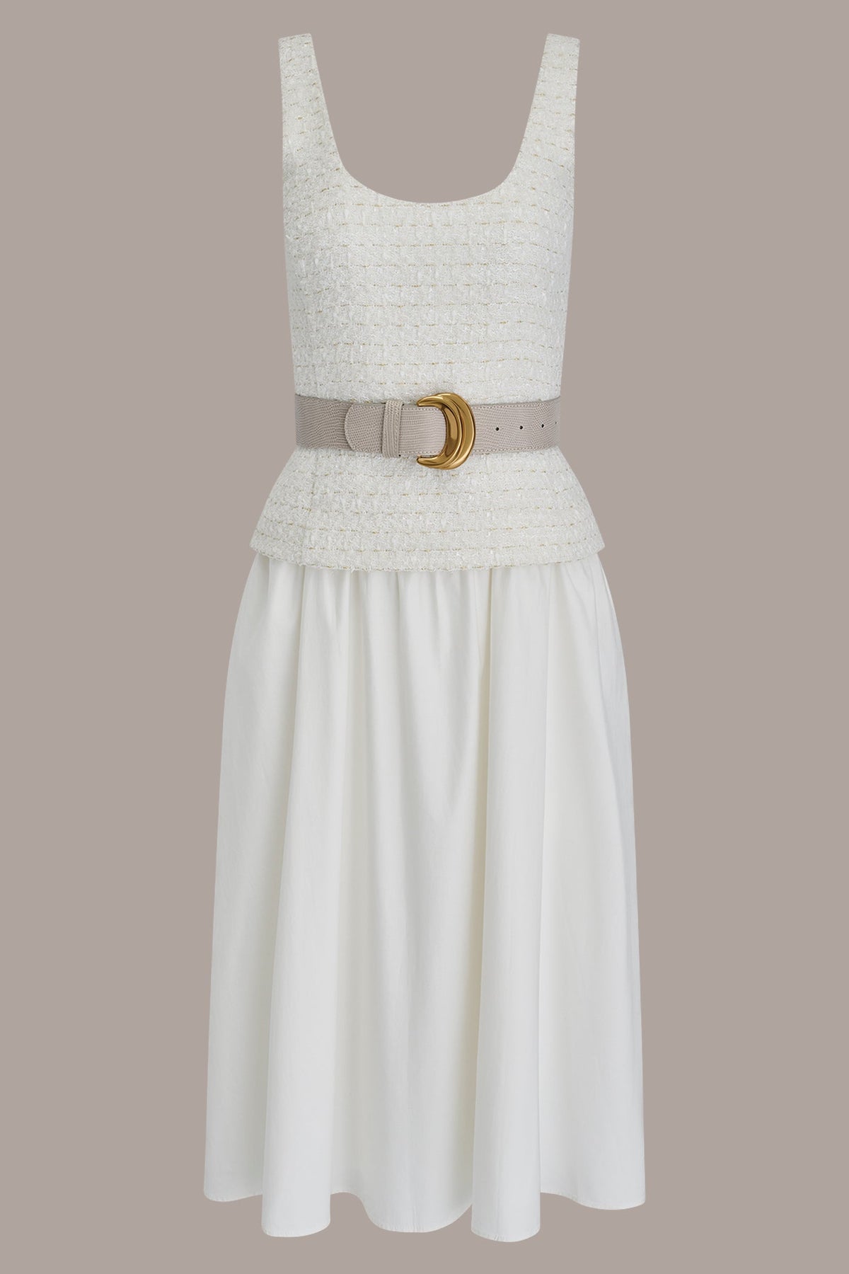 TWEED MIXED MEDIA MIDI TANK DRESS