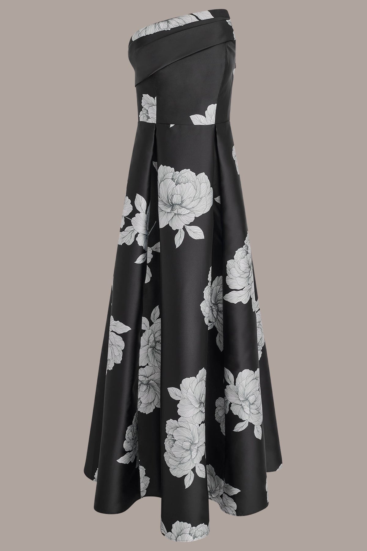 MIKADO FLORAL STRAPLESS BALL GOWN