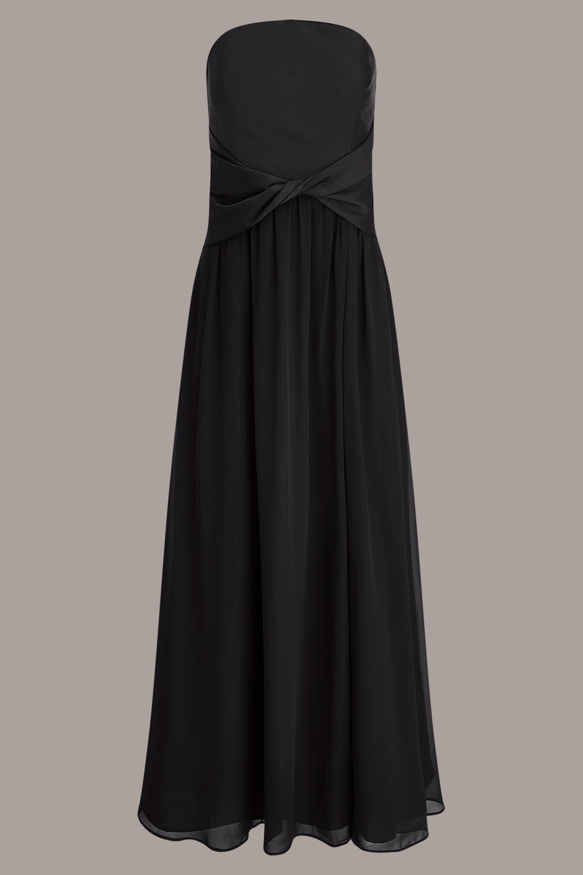 MIKADO AND CHIFFON STRAPLESS TWIST GOWN