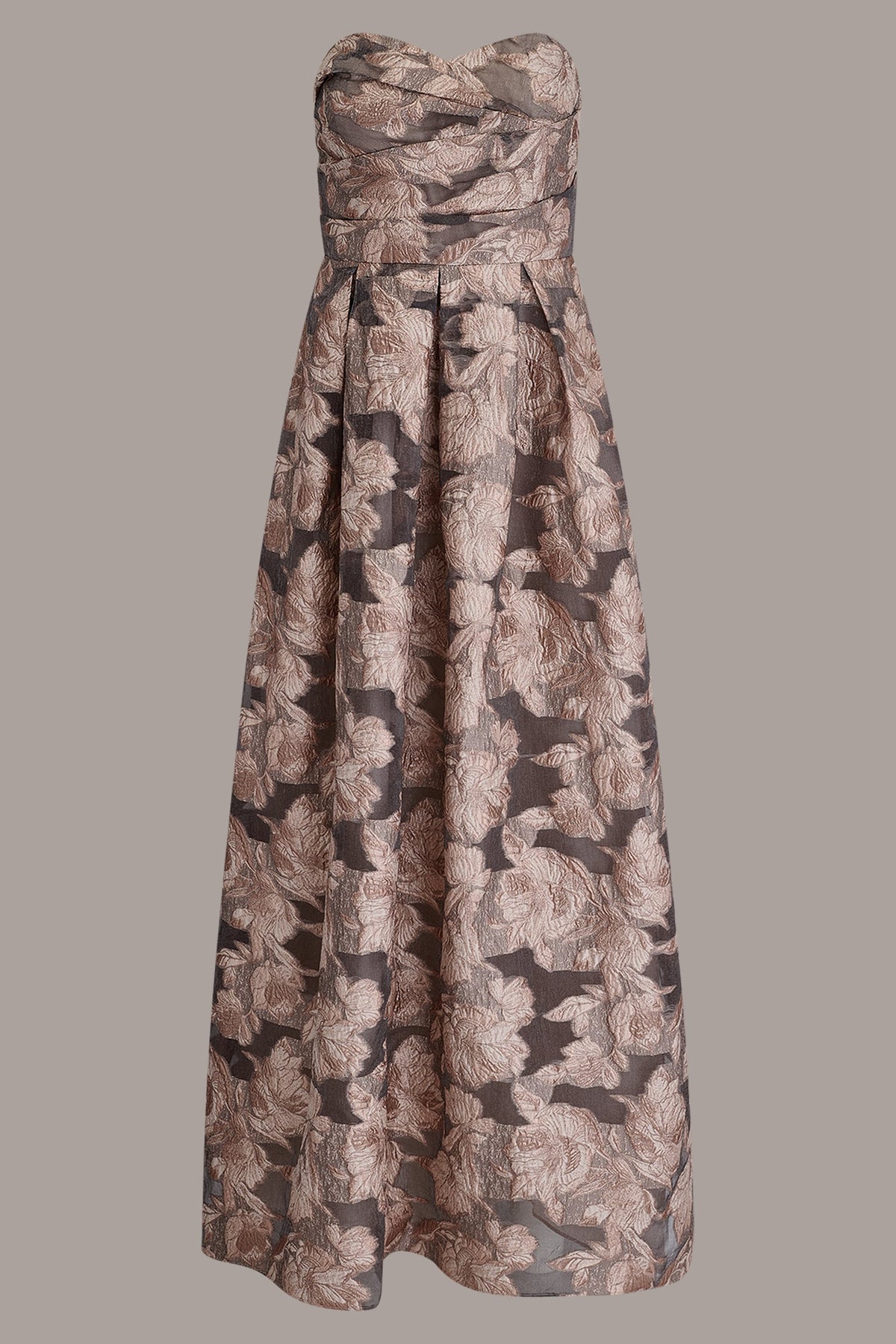 FLORAL-JACQUARD STRAPLESS BALL GOWN