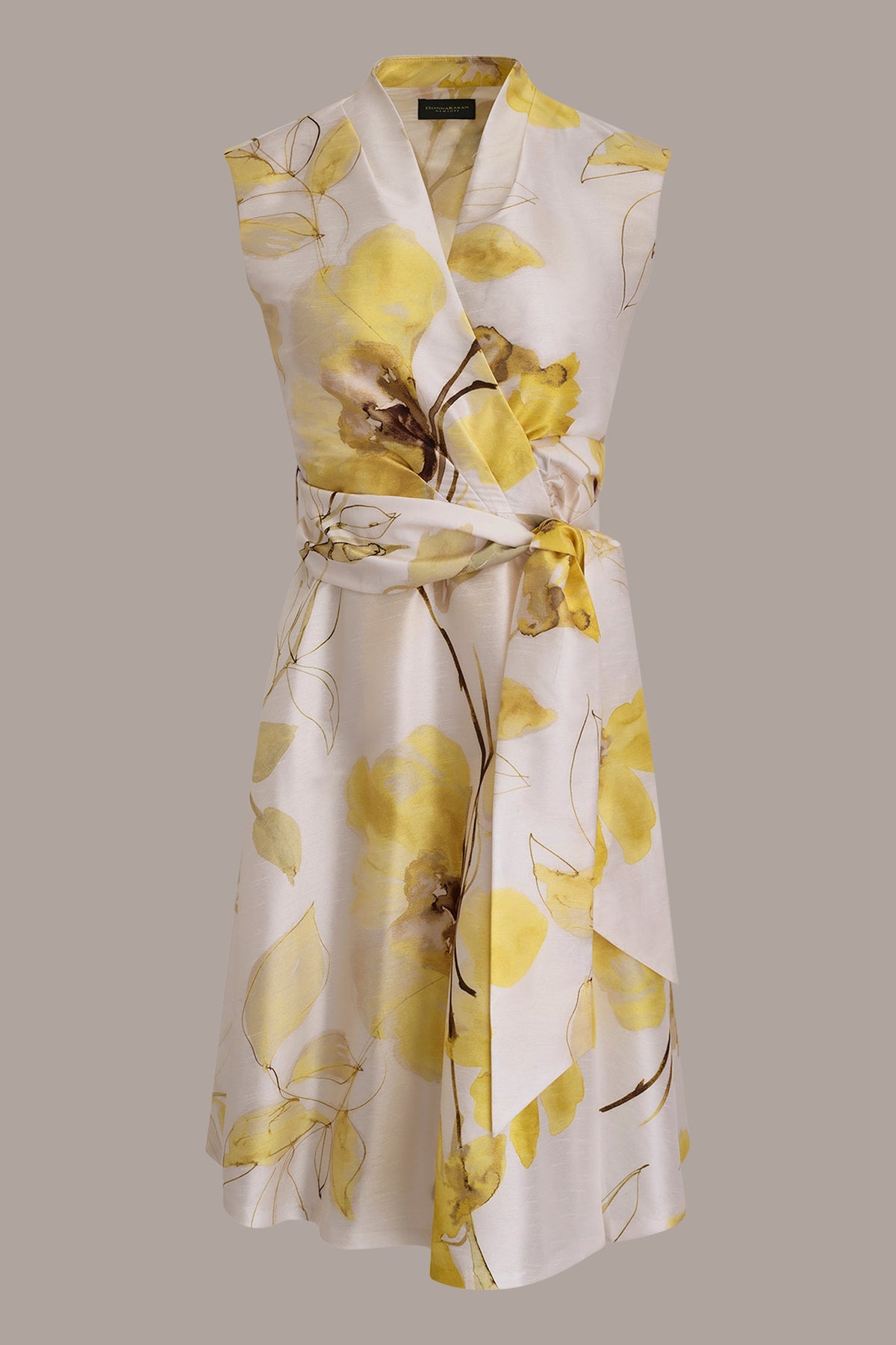 FLORAL JACQUARD WRAP-EFFECT MIDI DRESS