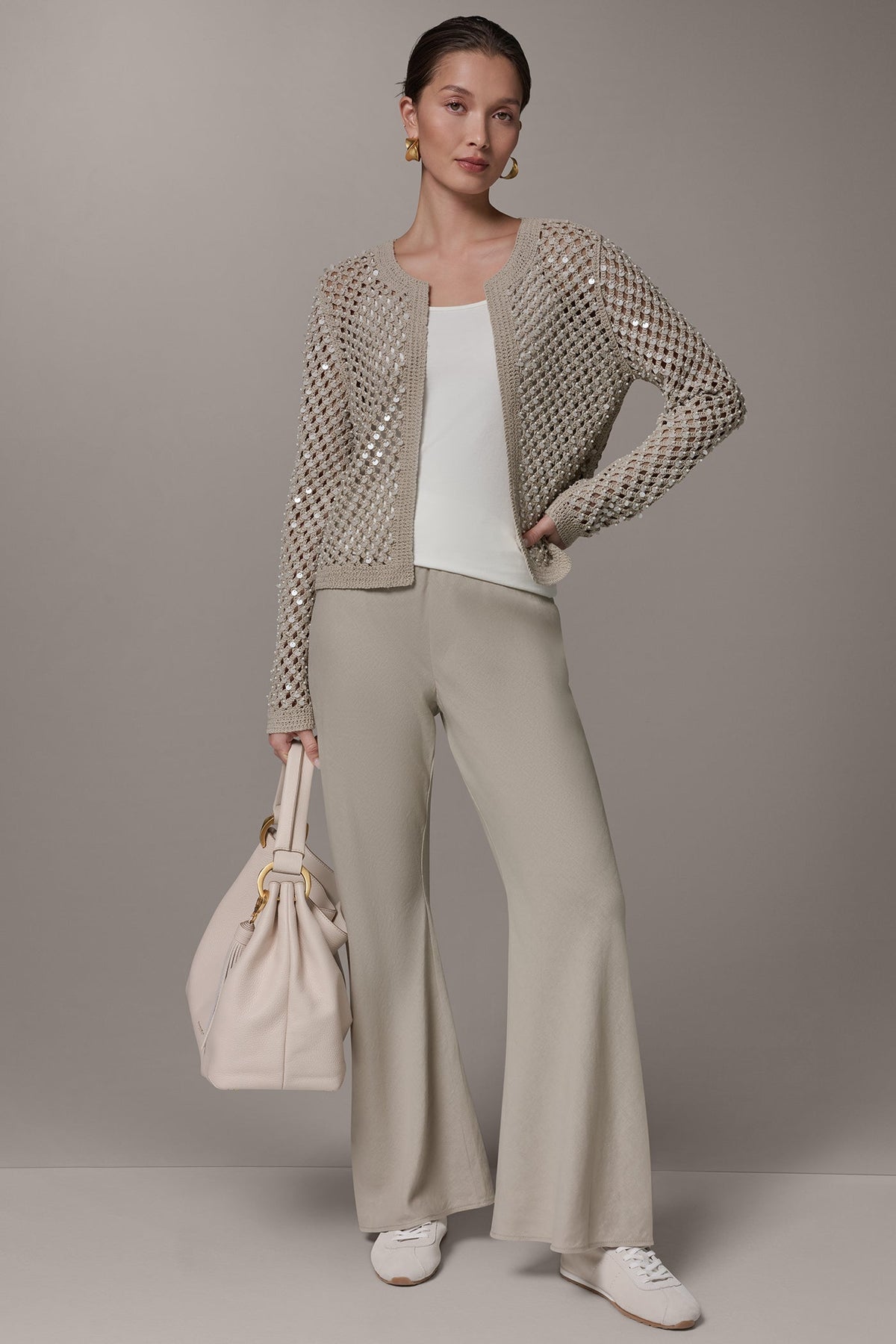 LONG SLEEVE PEARL SEQUIN CARDIGAN