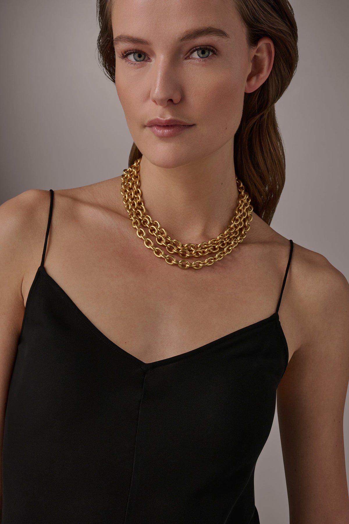 MULTI ROW CHAIN LINK COLLAR NECKLACE