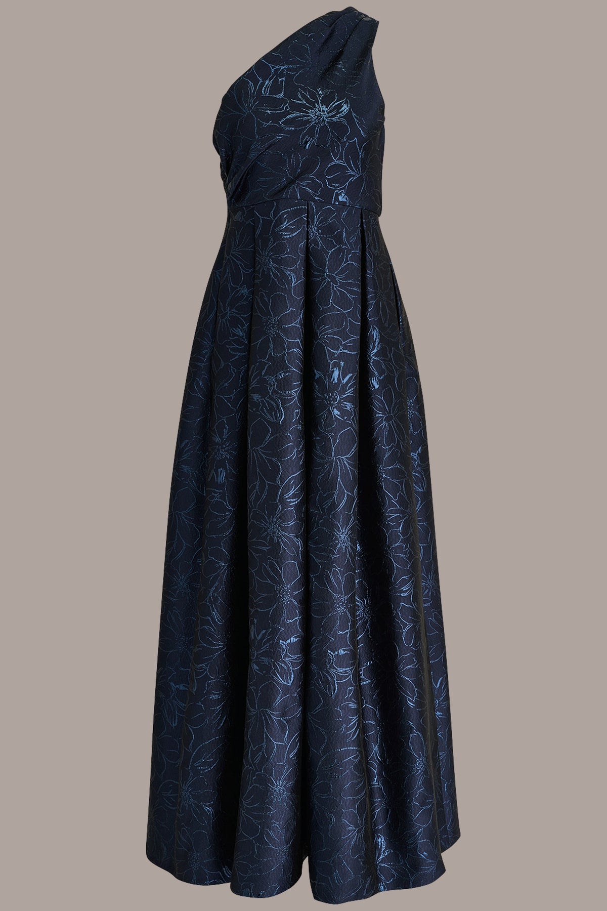 METALLIC FLORAL-JACQUARD ONE-SHOULDER BALL GOWN