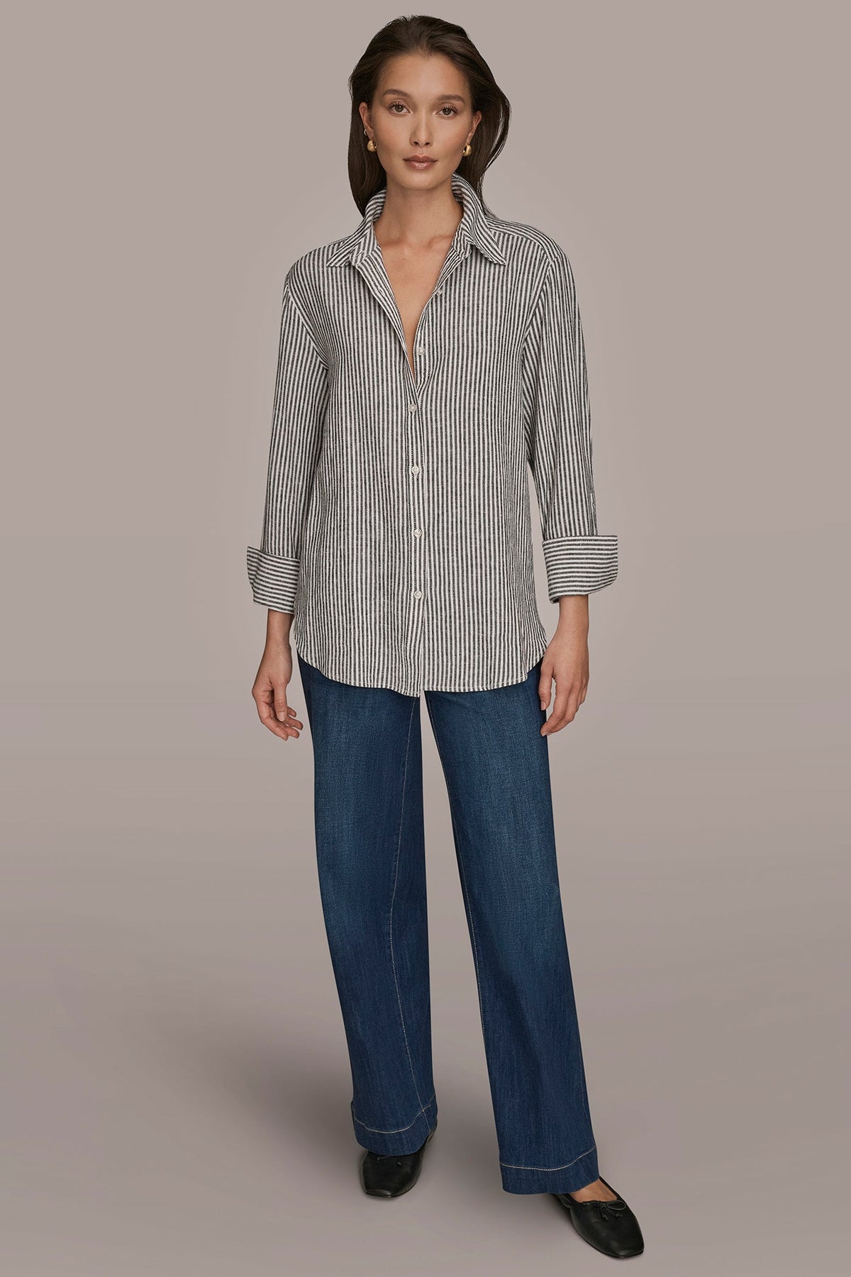LINEN-BLEND STRIPED SHIRT