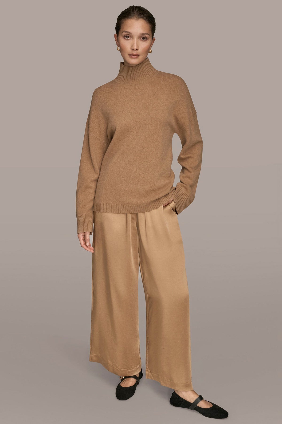 WOOL AND CASHMERE-BLEND MOCK-NECK SWEATER
