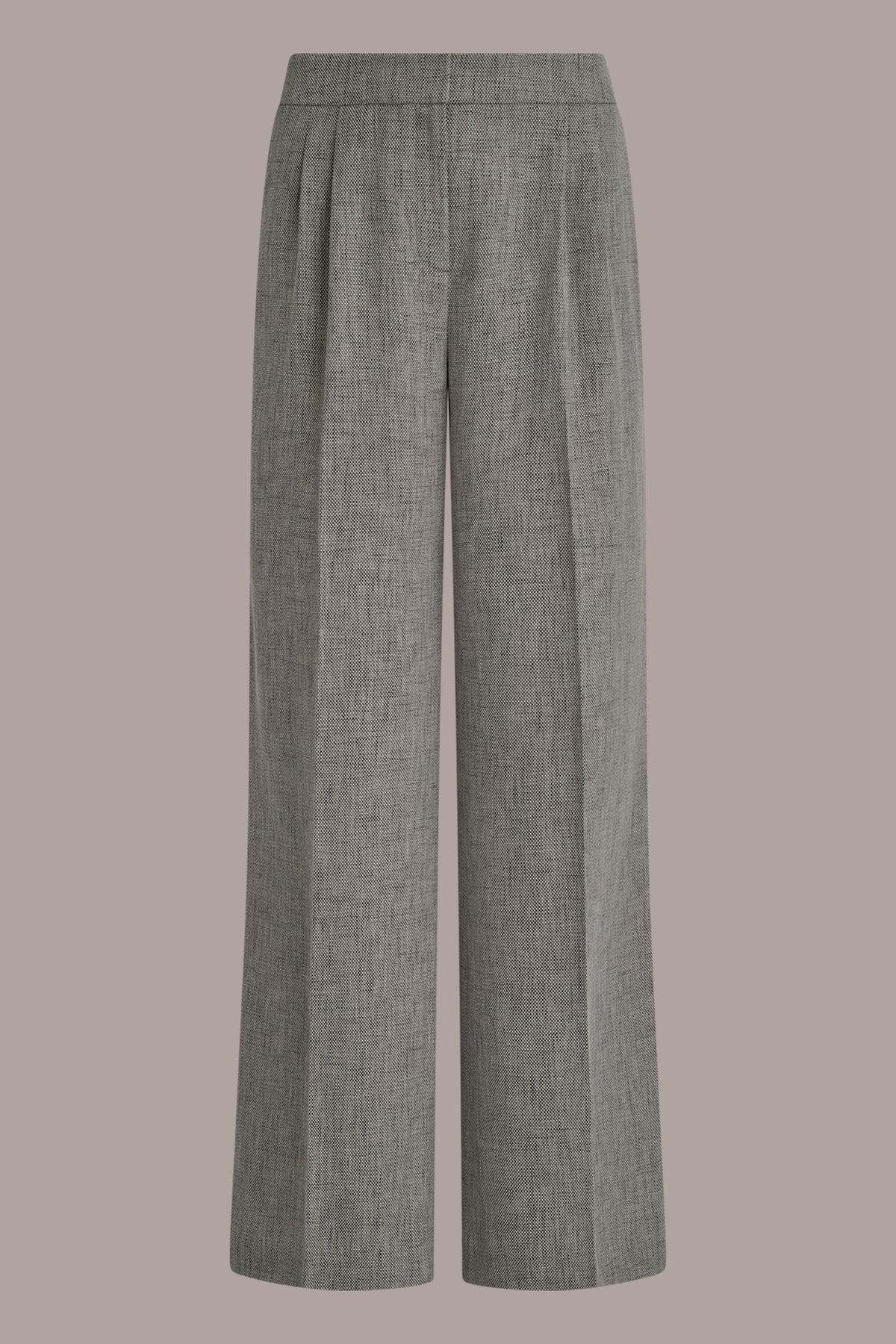 MID-RISE MÉLANGE PLEATED WIDE-LEG SUIT PANT