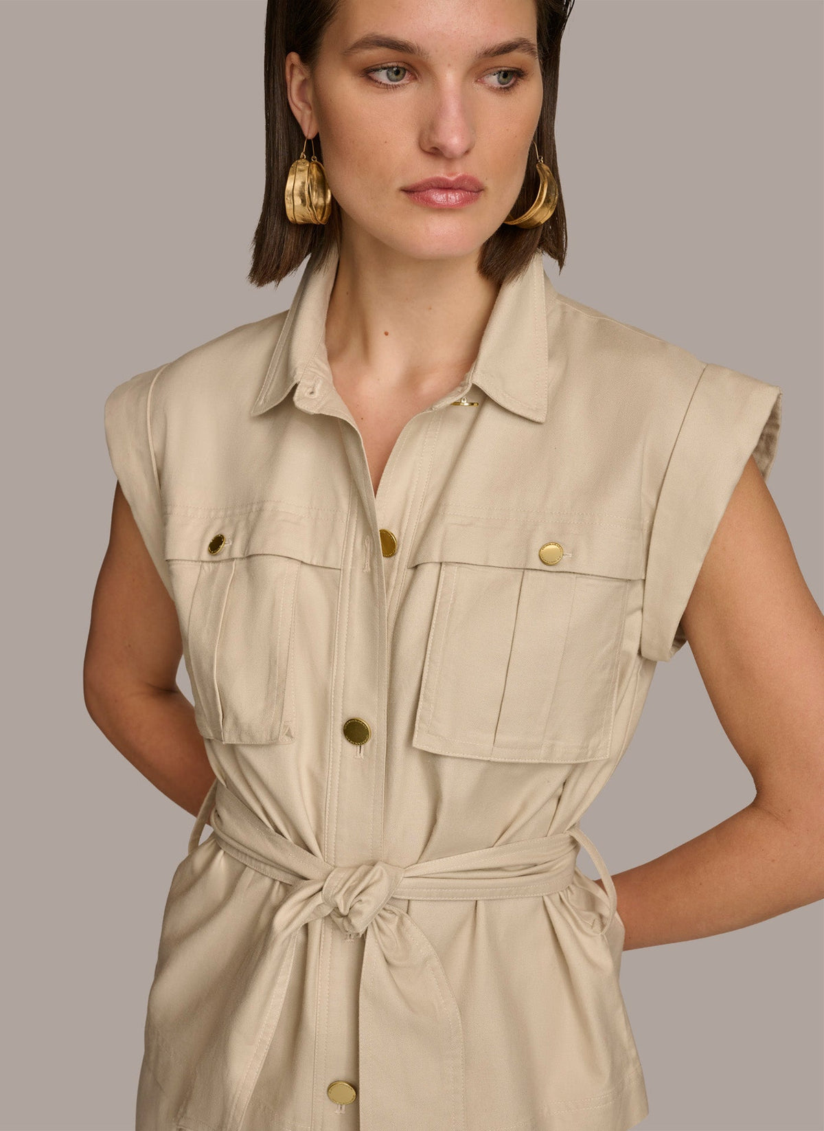BELTED JACKET WITH POCKETS