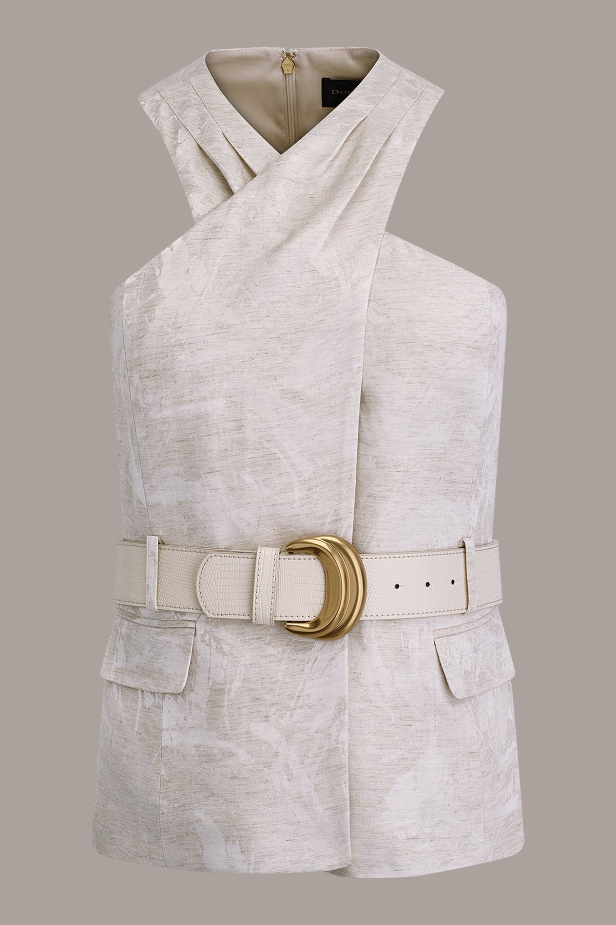 CROPPED CROSSOVER SUIT VEST