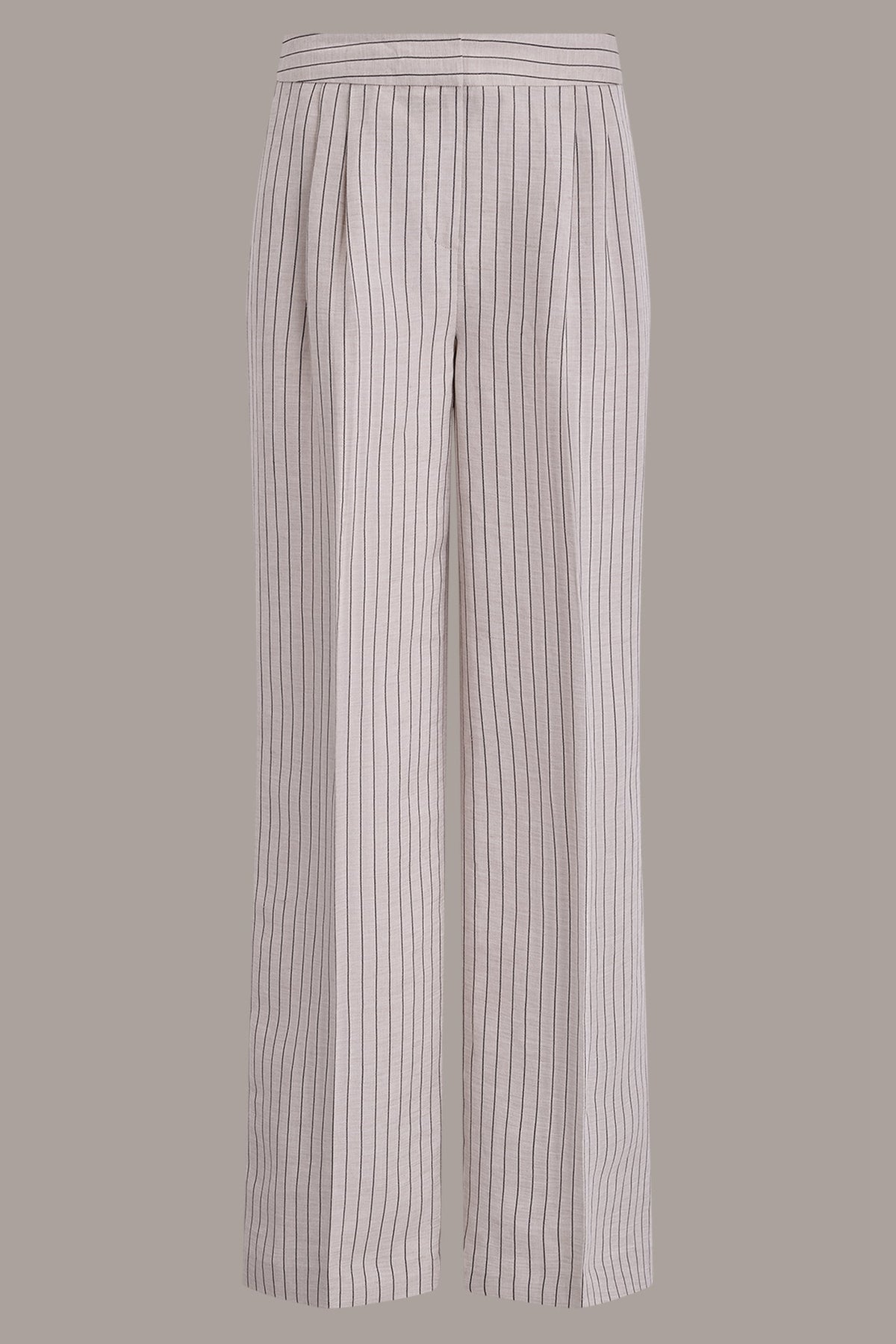MID-RISE PINSTRIPE PLEATED WIDE-LEG PANT