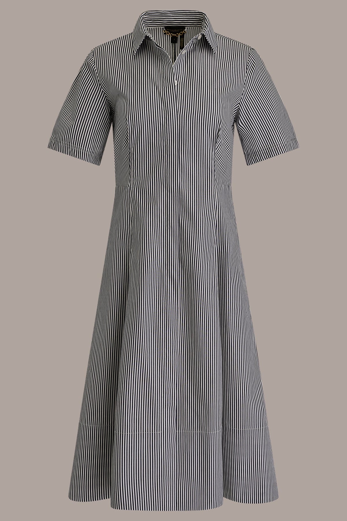 COTTON-POPLIN STRIPED MIDI SHIRT DRESS