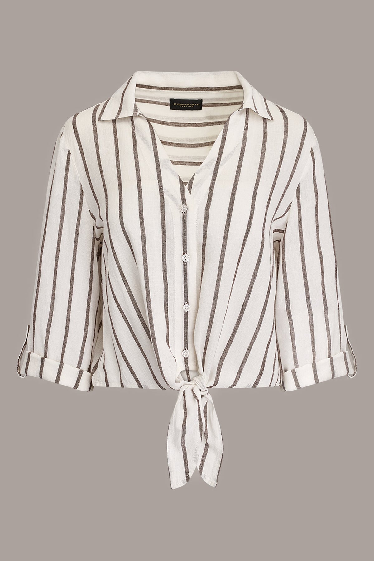LONG SLEEVE TIE-FRONT BLOUSE
