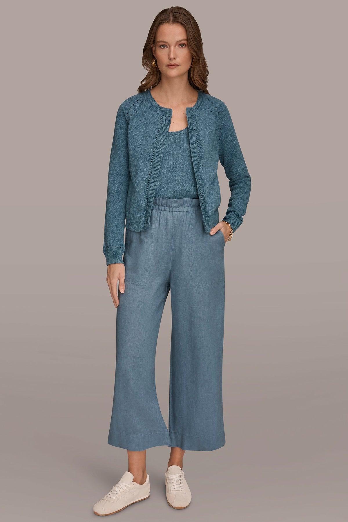 POINTELLE TRIM CARDIGAN