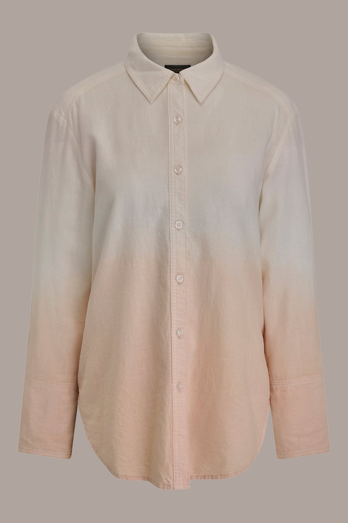 LINEN-BLEND DIP-DYED STRIPED SHIRT