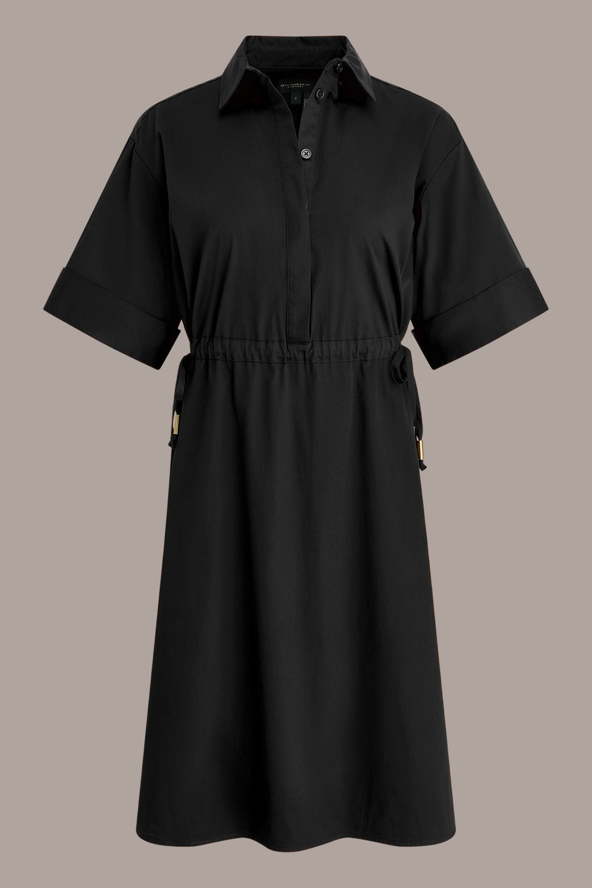 COTTON-SATEEN DRAWSTRING SHIRT DRESS