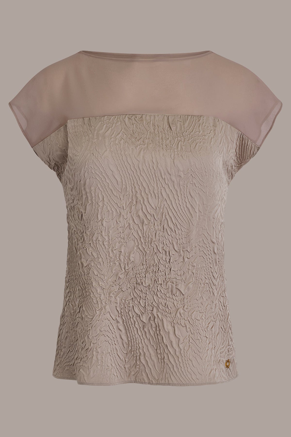 MESH AND JACQUARD BLOUSE