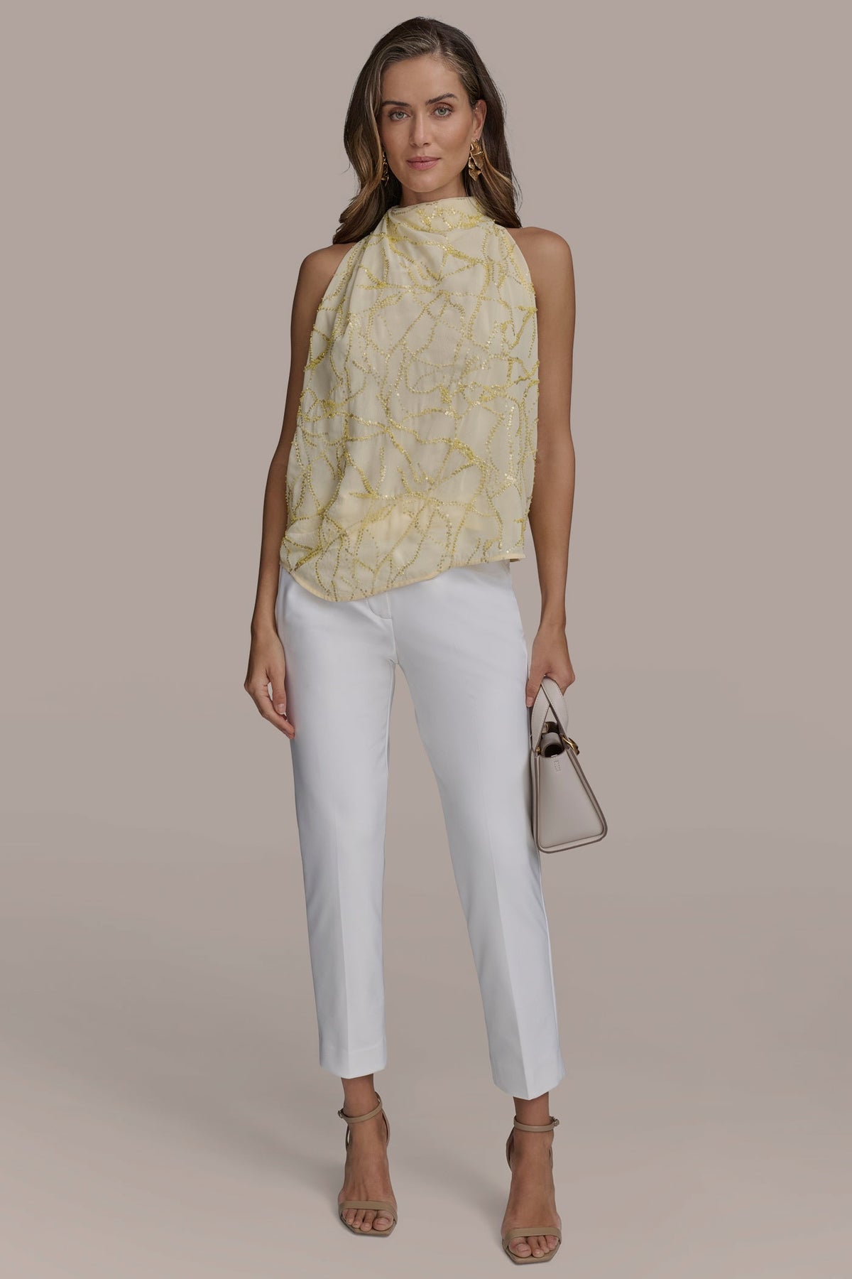 PLEAT SHOULDER HALTER