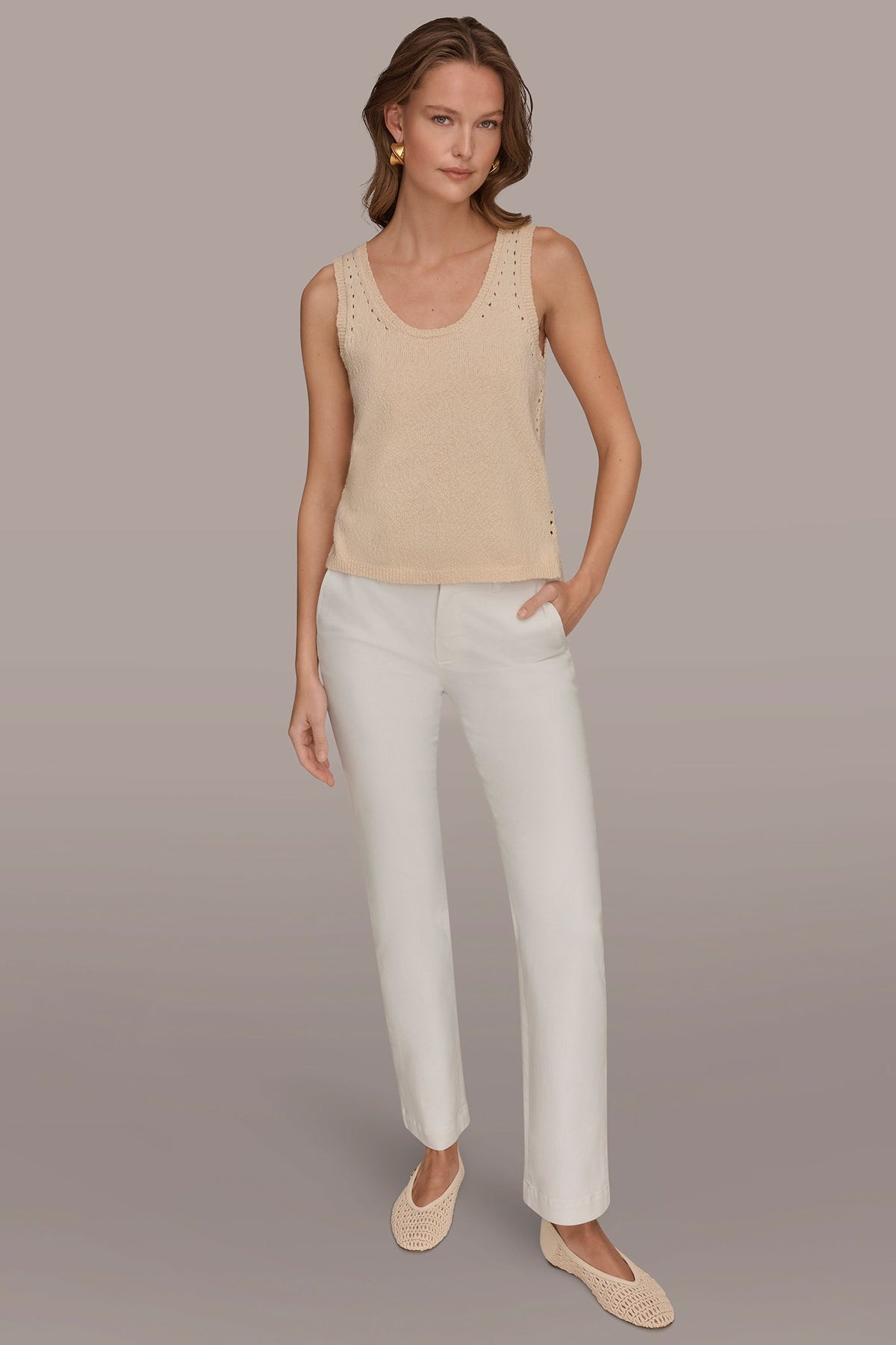 SLEEVELESS POINTELLE STITCH TANK