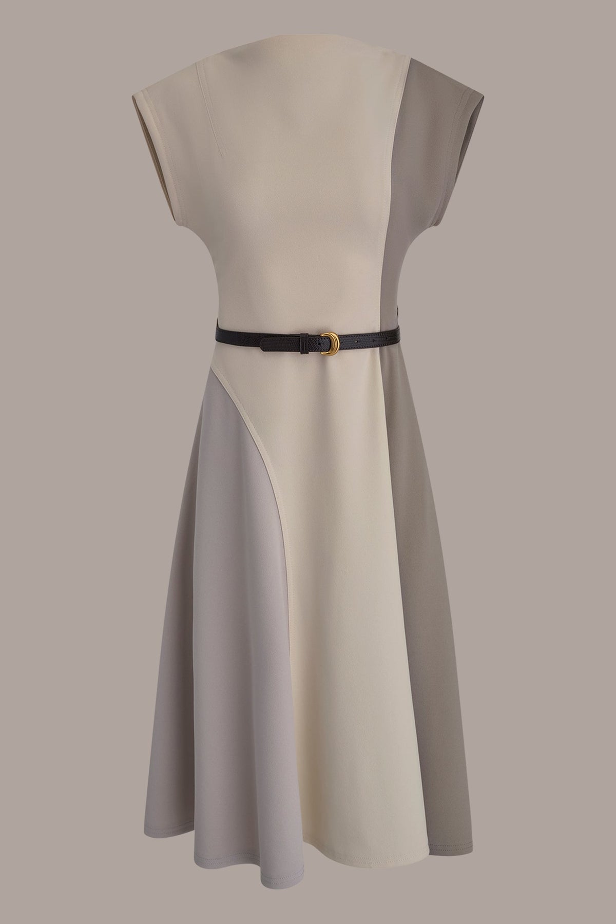 CAP SLEEVE COLOR-BLOCK MIDI DRESS