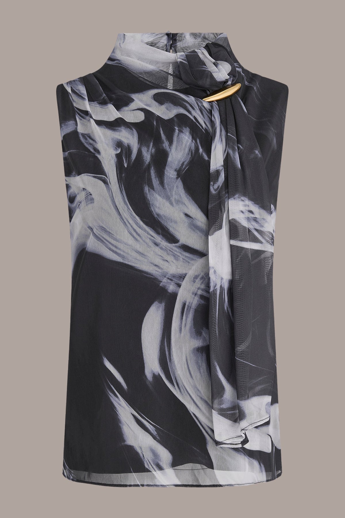 TIE-NECK HALTER BLOUSE