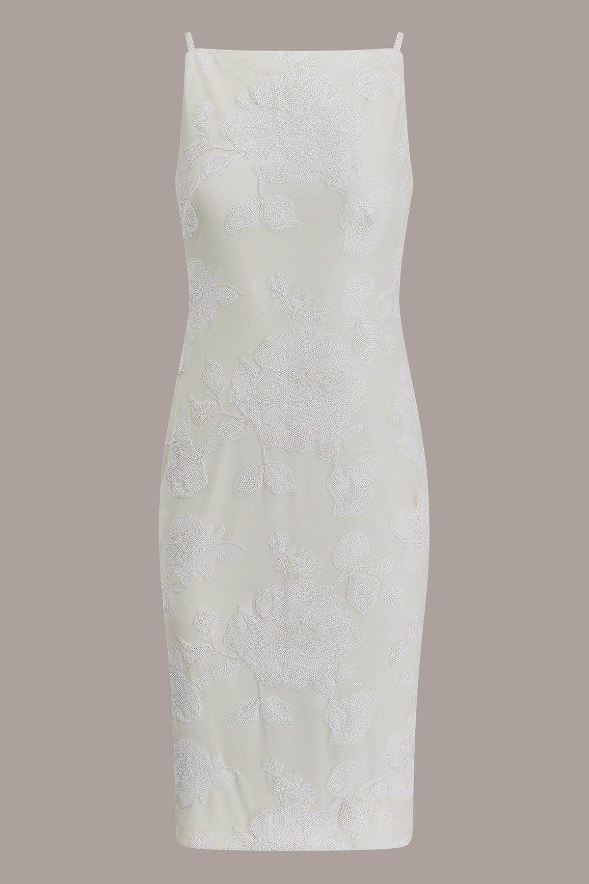 FLORAL SEQUIN MIDI SHEATH DRESS
