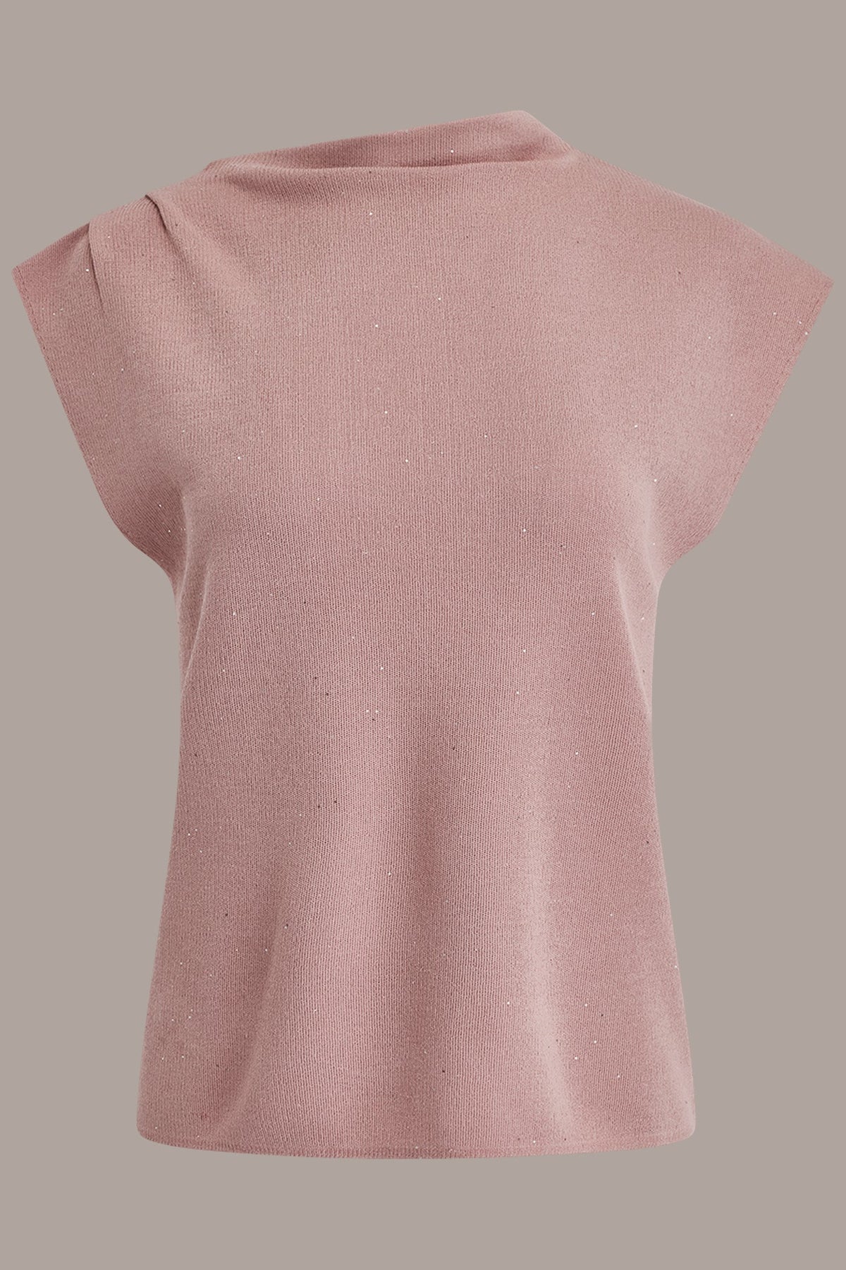 SEQUIN ASYMMETRIC FUNNEL NECK SWEATER