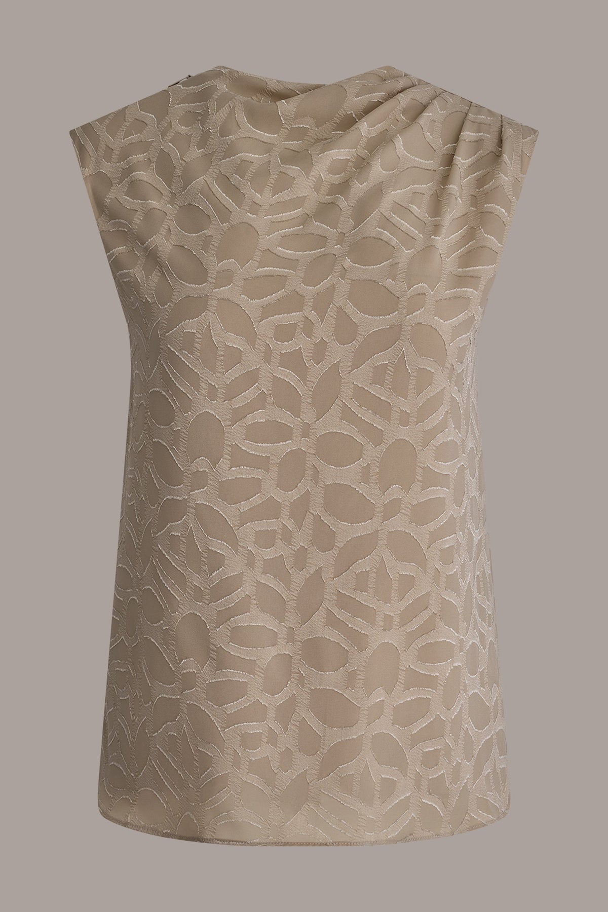 JACQUARD HIGH MOCK NECK BLOUSE