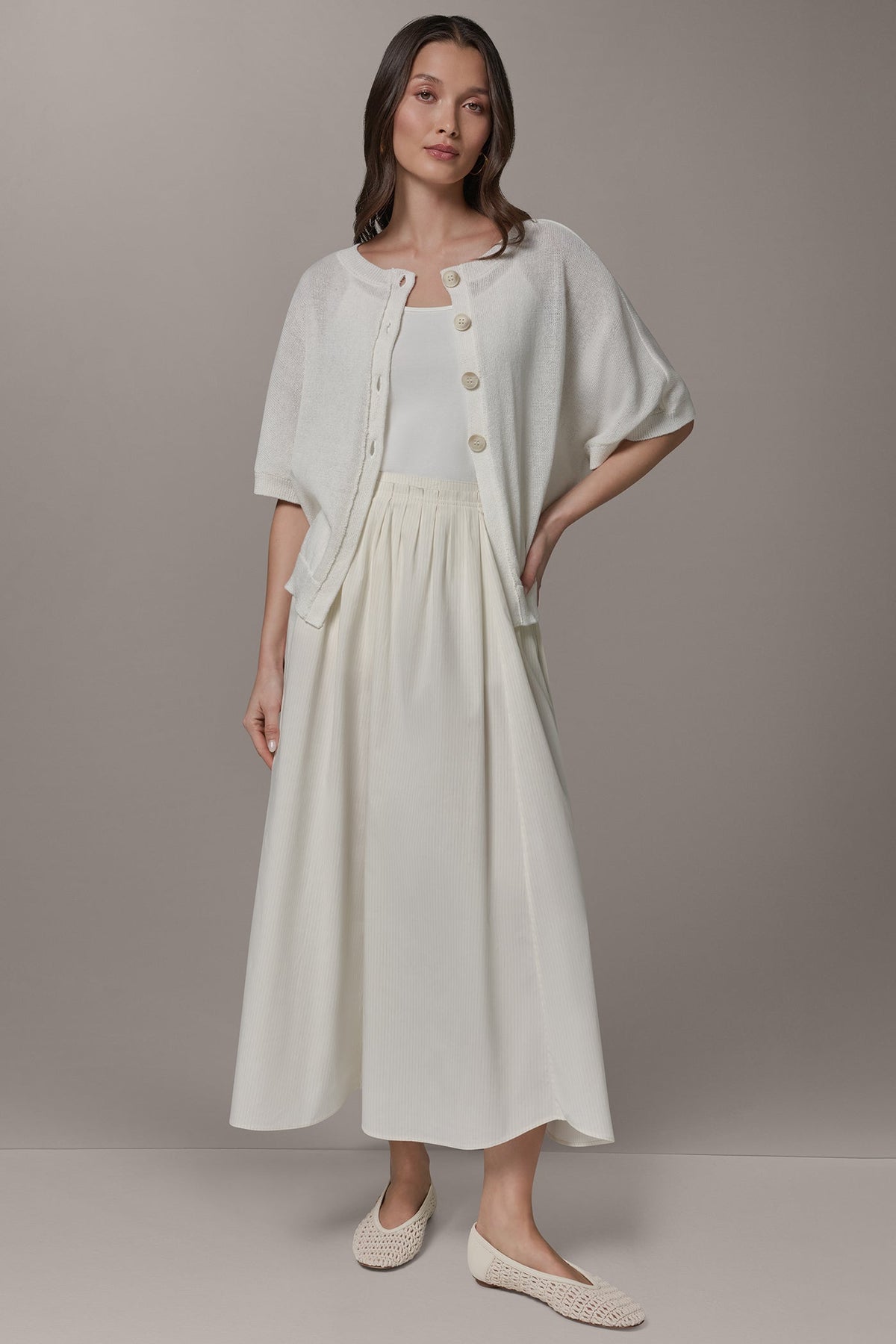 SHORT SLEEVE EASY CARDIGAN