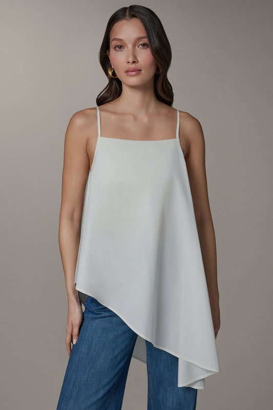 SLEEVELESS ASYMMETRIC TIE BACK BLOUSE