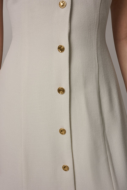 SLEEVELESS CROSS-FRONT MIDI HALTER DRESS