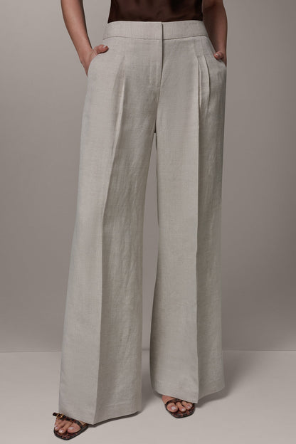 MID-RISE PLEATED WIDE-LEG PANT
