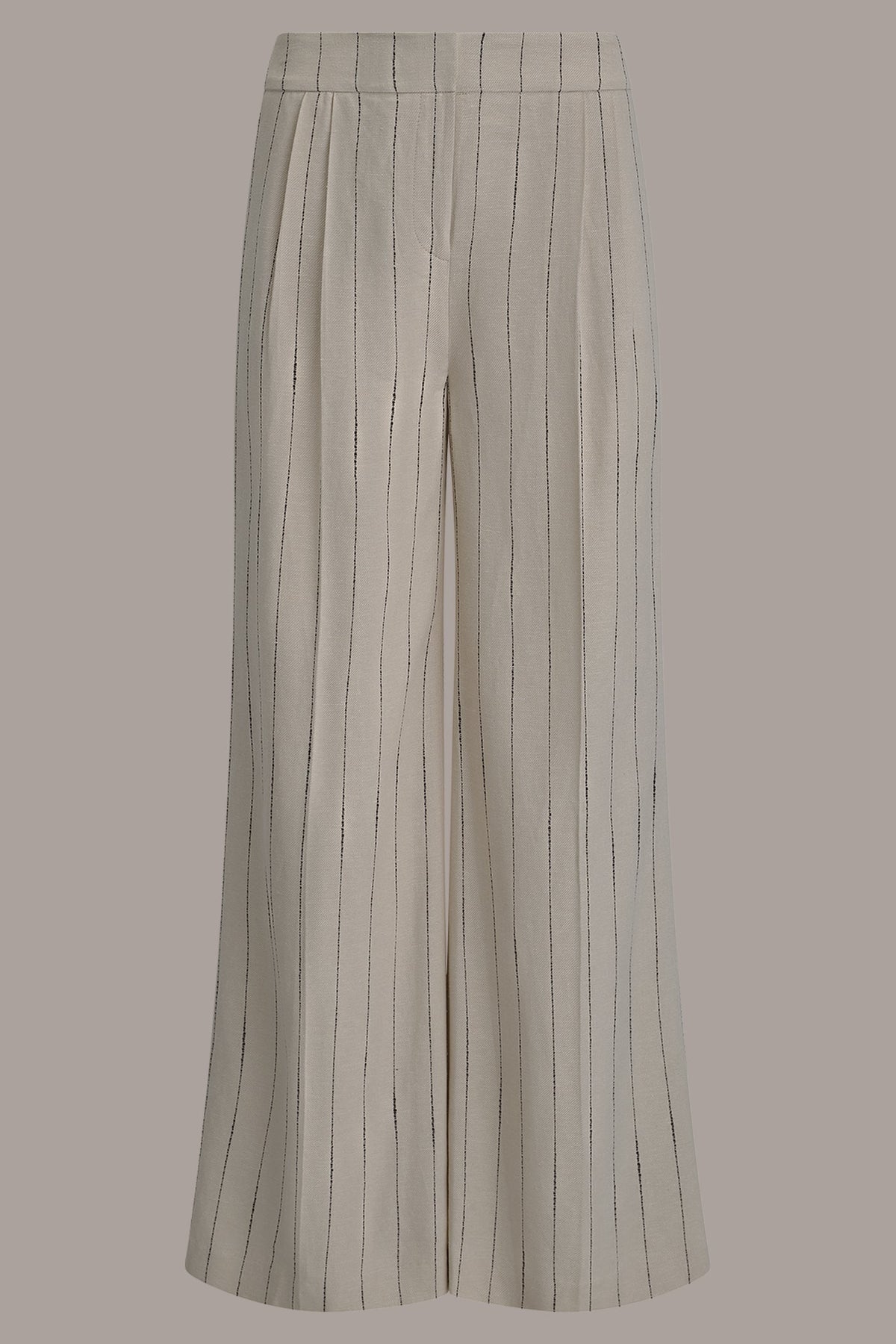 MID-RISE PINSTRIPE PLEATED WIDE-LEG PANT