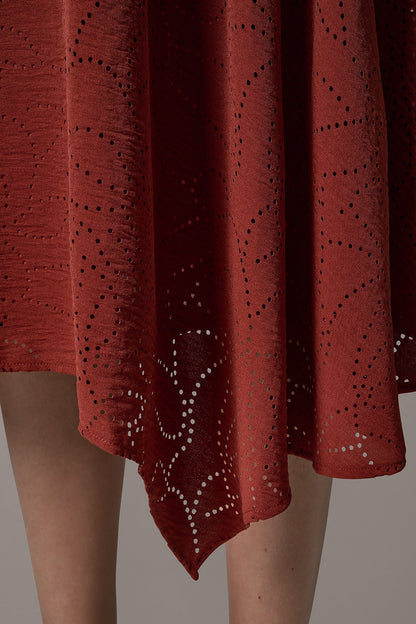 LASER CUT ASYMMETRIC MIDI SKIRT