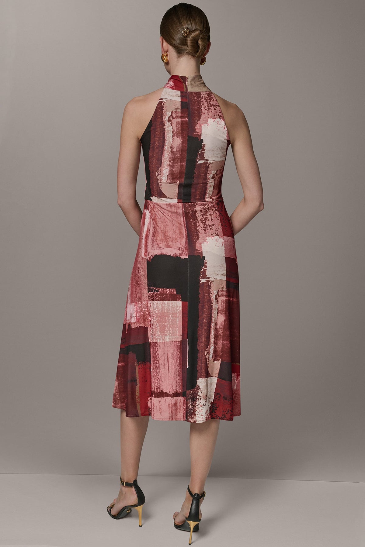 SLEEVELESS MIDI HALTER DRESS