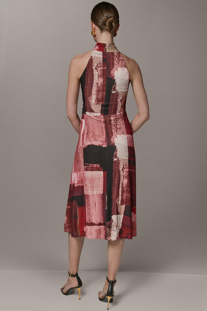 SLEEVELESS MIDI HALTER DRESS