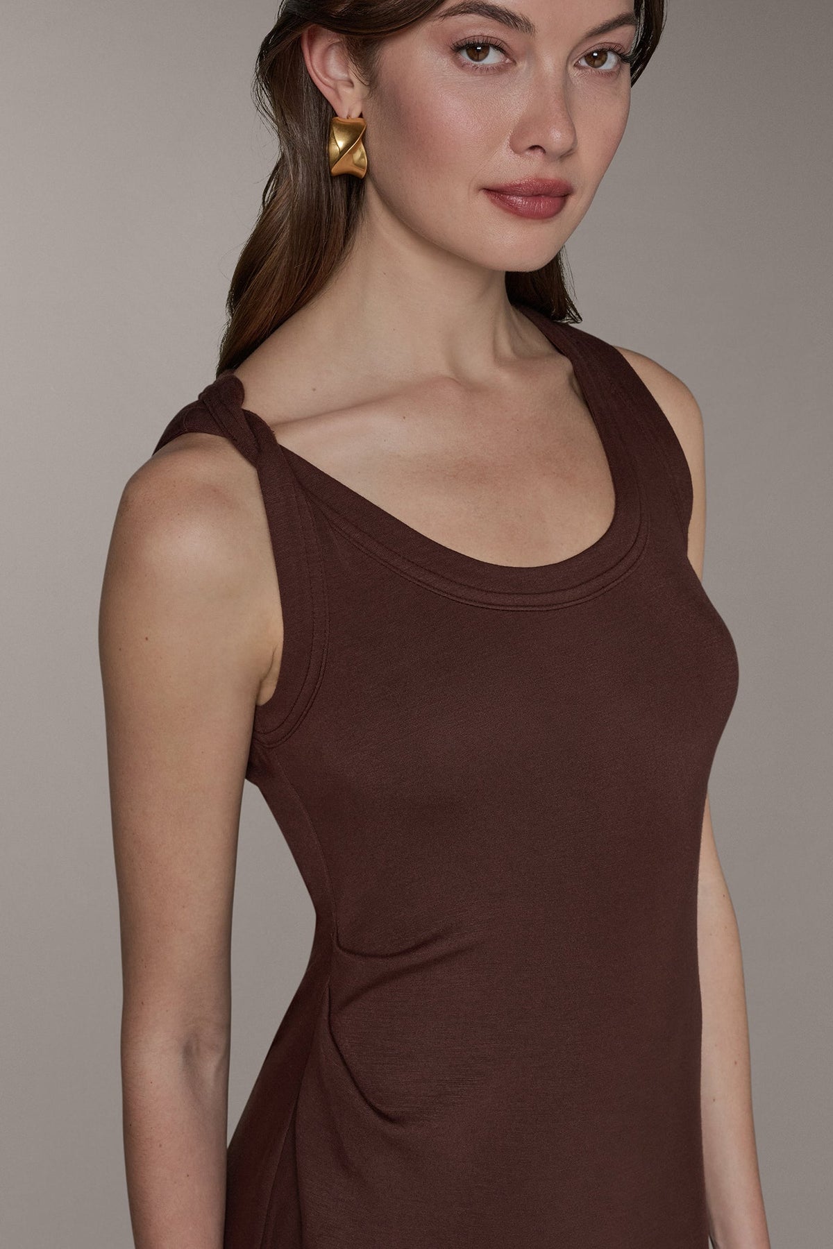 SLEEVELESS TWIST MIDI DRESS
