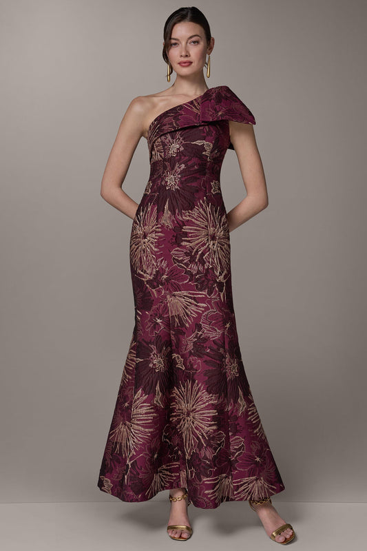 ONE SHOULDER FLORAL TRUMPET GOWN