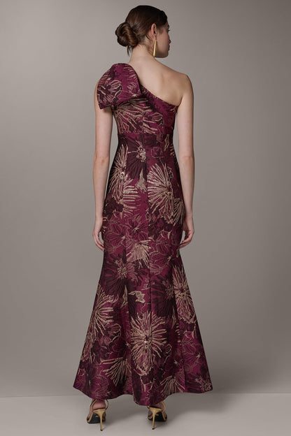 ONE SHOULDER FLORAL TRUMPET GOWN