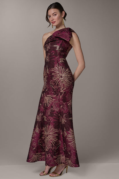 ONE SHOULDER FLORAL TRUMPET GOWN