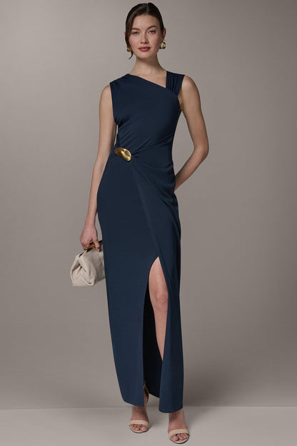 SLEEVELESS ASYMMETRIC GOWN