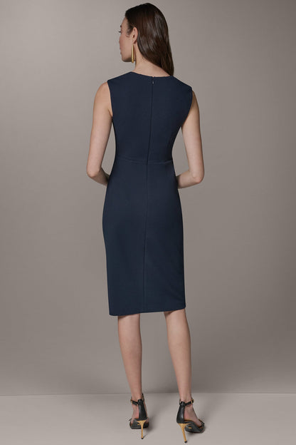 SLEEVELESS WRAP-EFFECT MIDI DRESS