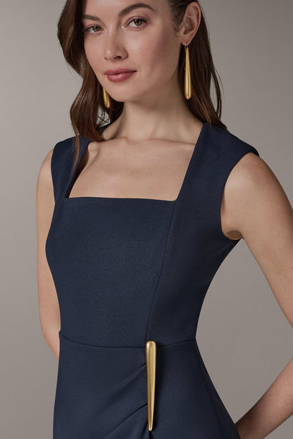SLEEVELESS WRAP-EFFECT MIDI DRESS