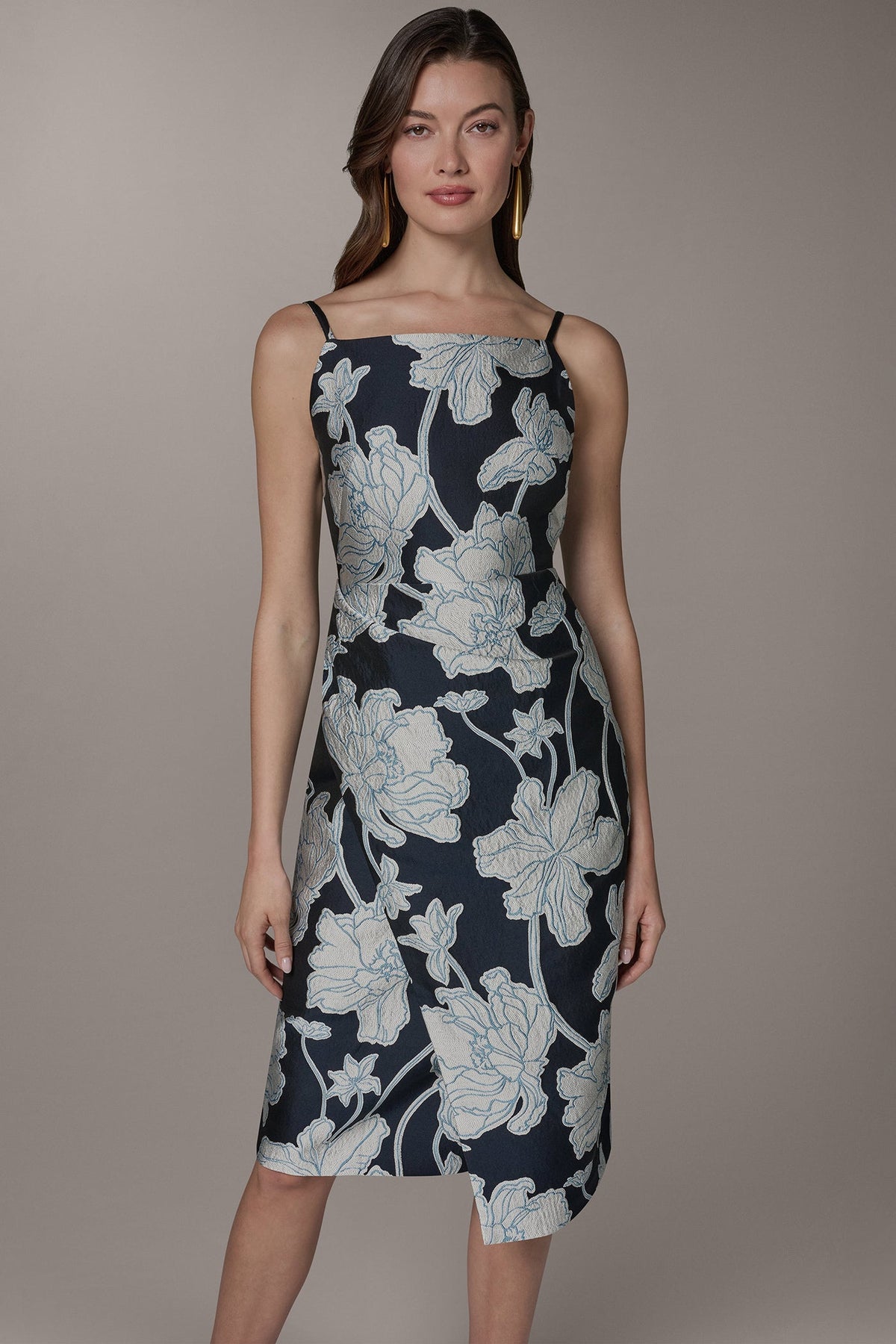 SLEEVELESS FLORAL MIDI DRESS