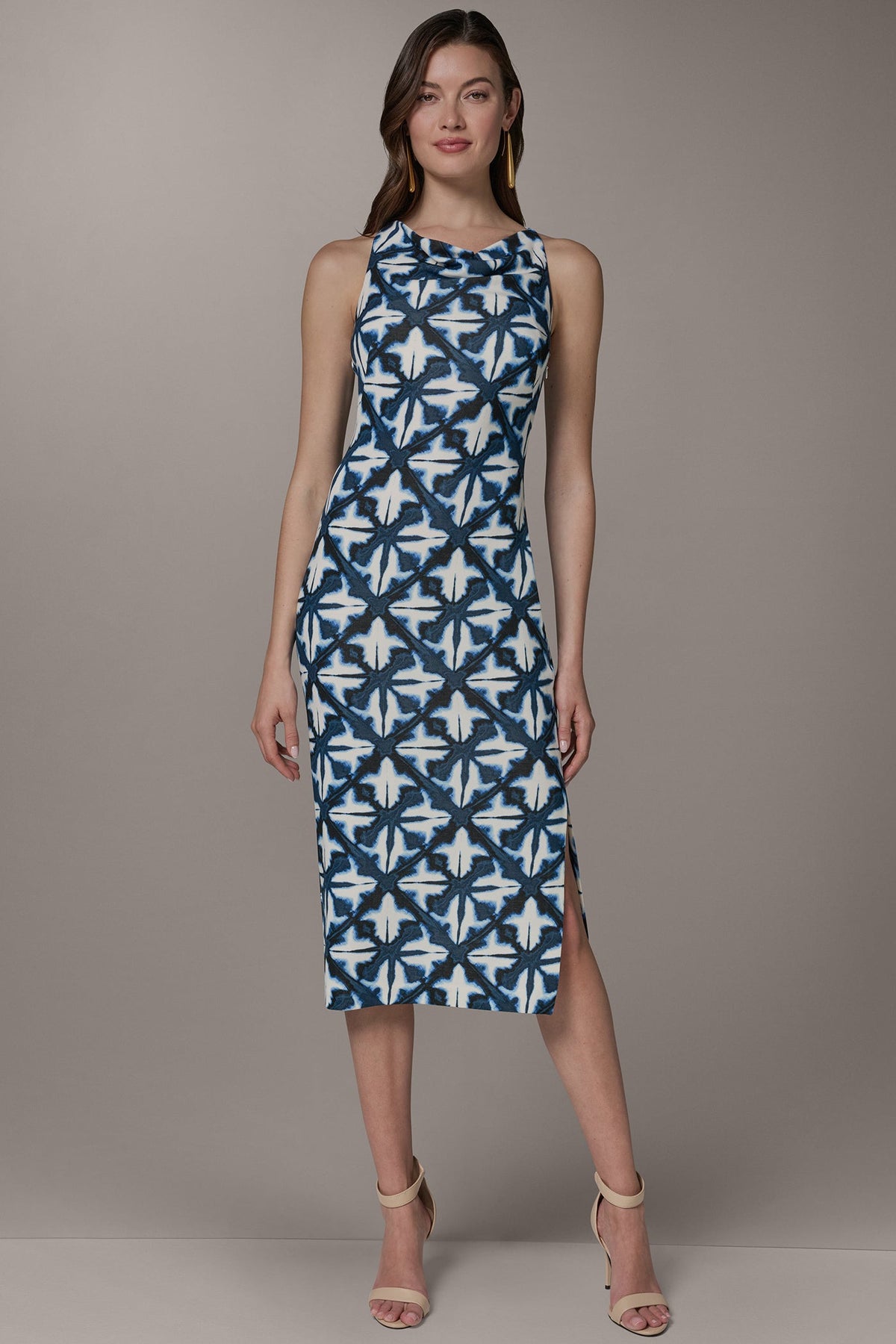 SLEEVELESS MIDI HALTER DRESS
