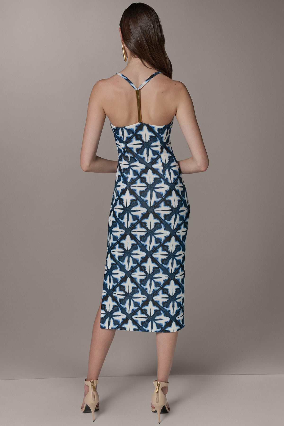 SLEEVELESS MIDI HALTER DRESS